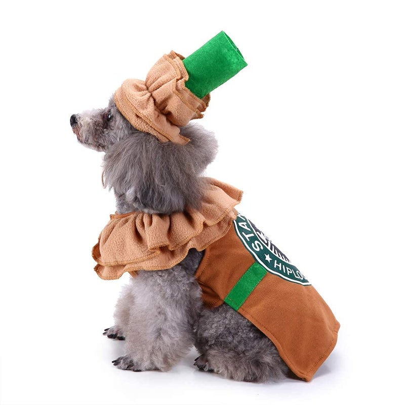 Coppthinktu Latte Coffee Dog Costume - Dog Halloween Costume Pet Cosplay Clothes for Small Medium Dogs Puppies Cats for Christmas Birthday Party Photo Props Dress up Accessories Parade Halloween Decorations - Image 1